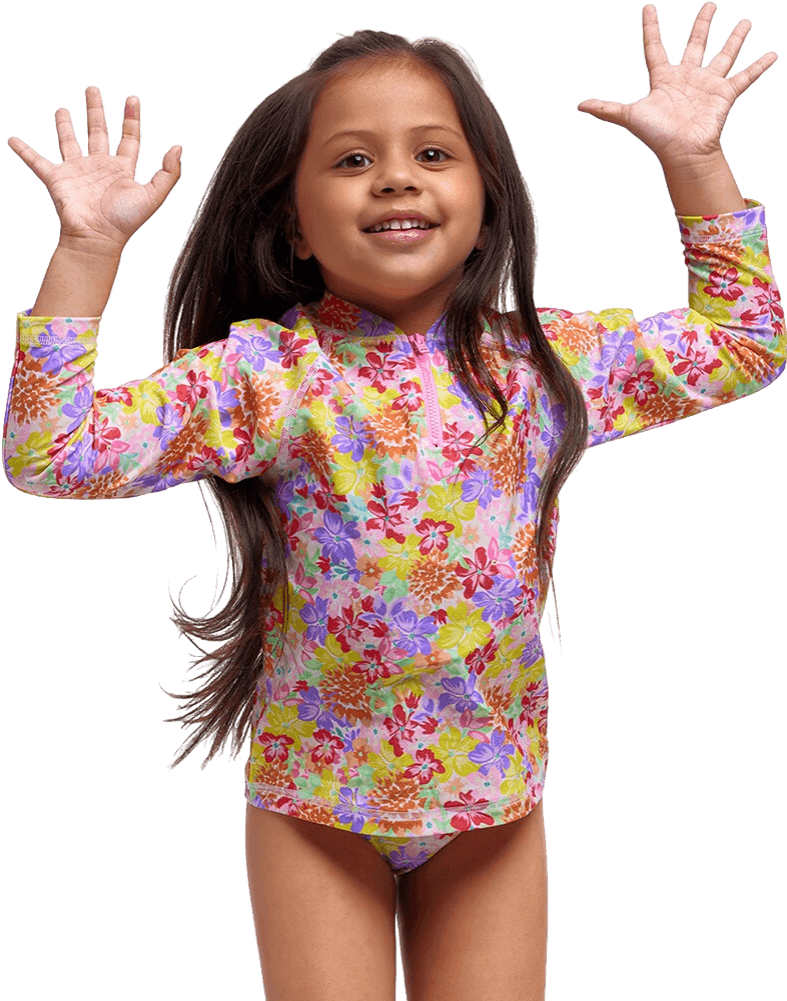 Купальник FUNKITA Toddler Girl's Summer Garden Zippy Rash Vest - 1